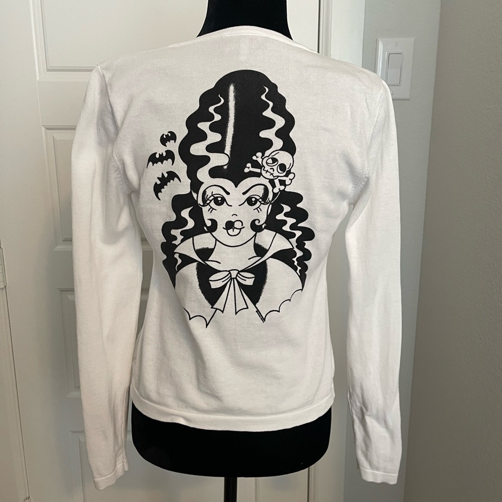 Sourpuss White and Black Graphic Blouse